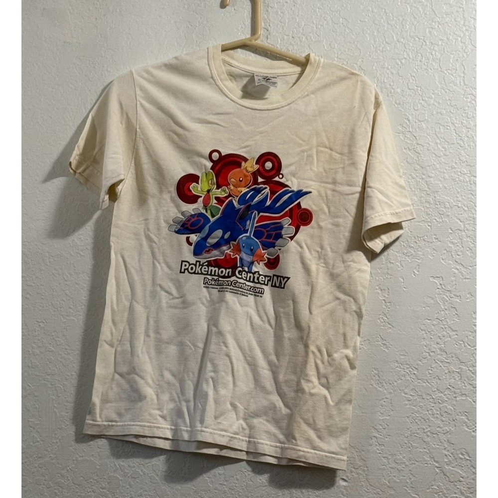Vintage 2003 Pokemon Center NY Kyogre Mudkip Graphic T-Shirt Kids Large 14-16